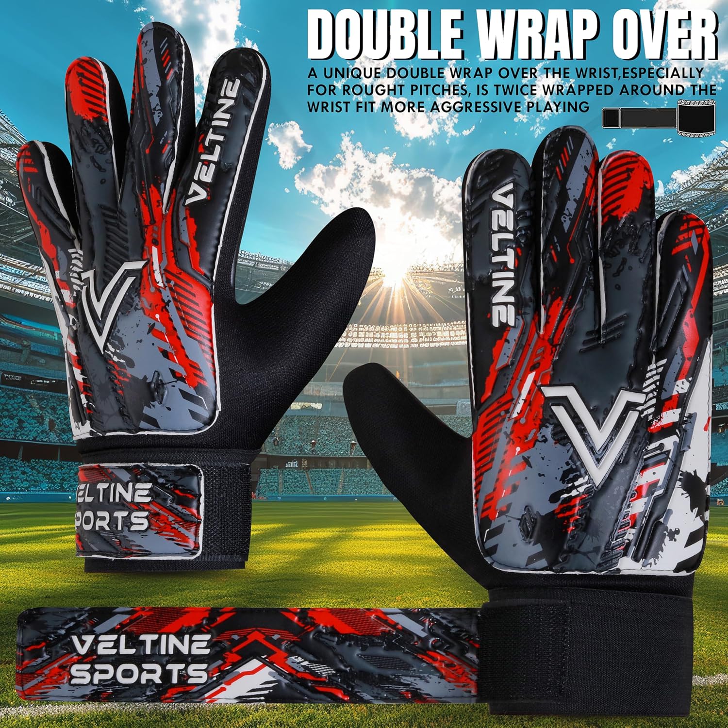 Regine Switzerland Soccer Goalie Gloves - Youth & Adult Football Goalkeeper Gloves with Double Wrist Protection & 4mm Anti-Slip Latex Palm