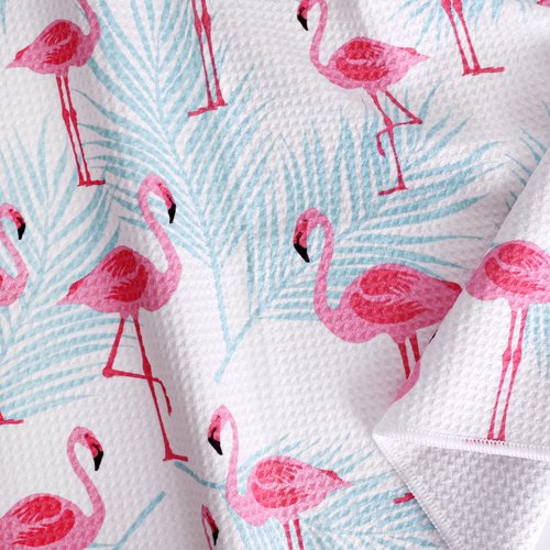 Microfiber Golf Towels for Golf Bags & Carts - Premium Weave Waffle & Ball Towels with Carabiner Clip, Essential Accessories for Men, Women and Kids, Golfer Gifts, Set of 2 (Flamingo Tropics)
