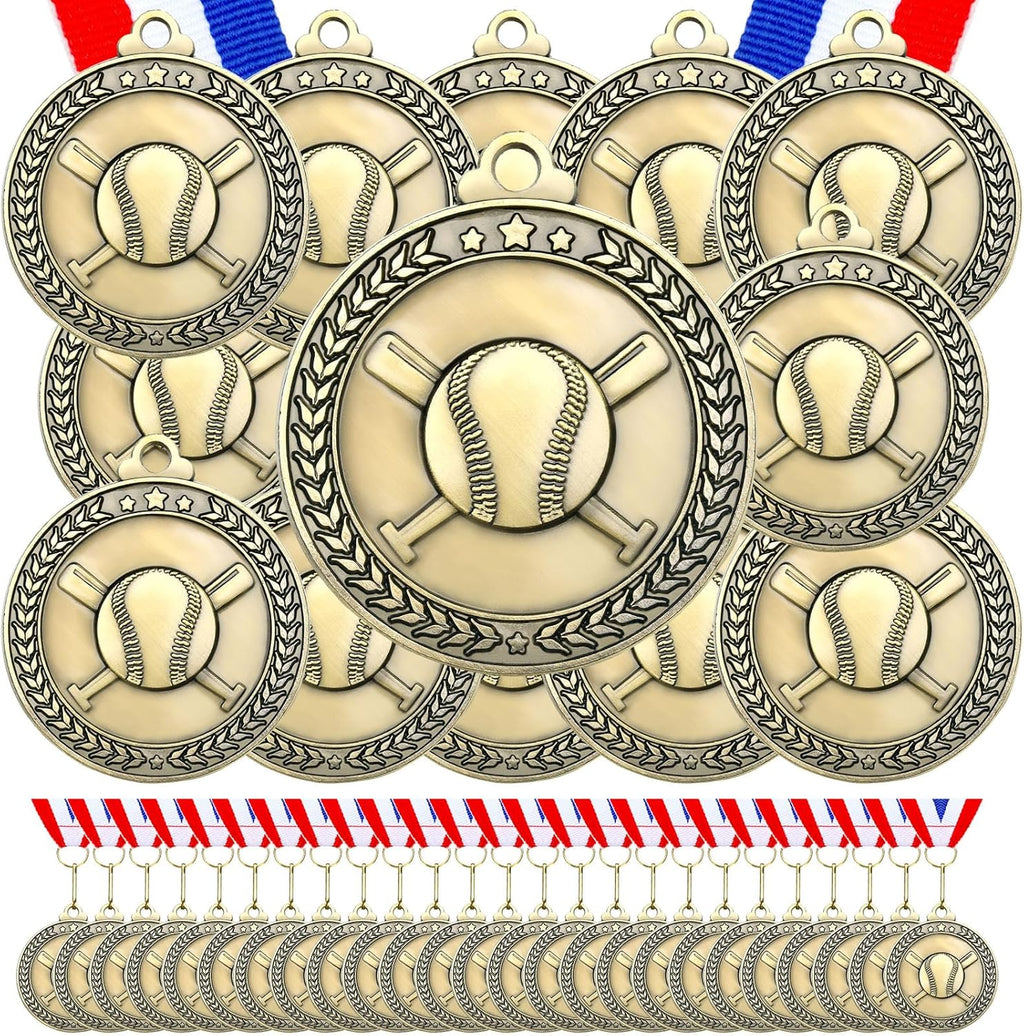 Remuuly Gold Award Medals - 60 Pcs 2 Inch Metal Trophies with Neck Ribbons for Sports Competitions