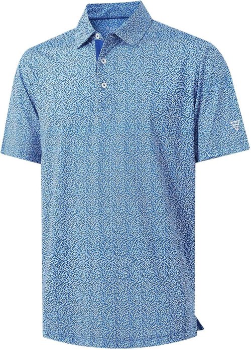 M MAELREG Men's Golf Shirt - Short Sleeve Dry Fit Collared Polo with Moisture-Wicking Performance Patterns