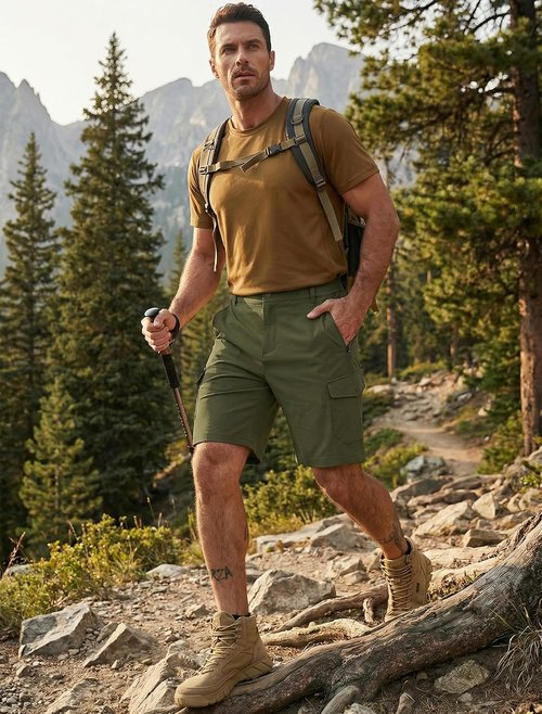 Libin Men's Hiking Cargo Shorts - Lightweight Quick-Dry Design with Zipper Pockets | 9" Casual Style