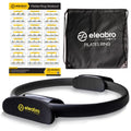 eleabro Sports 14 inch Pilates Ring Circle - Magic Circle Pilates Ring with A1 Size Workout Poster, Yoga Ring Fitness Ring with Soft Handles, Inner Thigh Exercise Equipment for Home Workouts - (Black)