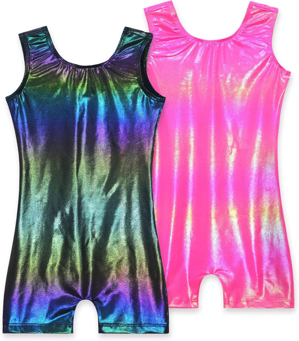 Skiennix Girls' Sparkly Gymnastics Leotard - Sleeveless Tumbling Unitard | 2 Pack, Comfortable Fit