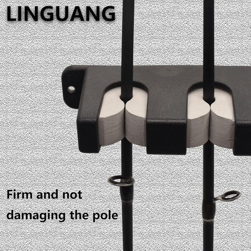 Vertical Fishing Rod Holder Wall Mount - 8 Vertical, Gray/Red, Language LinguaNG