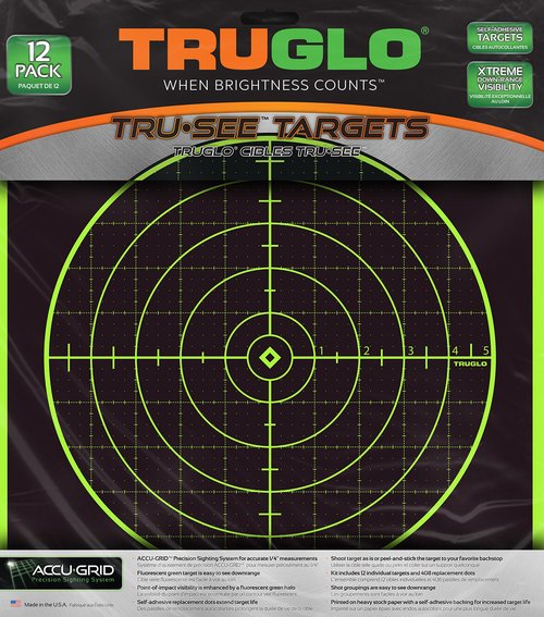 TRUGLO 12X12 Tru-See 100 Yard Bright Fluorescent Self-Adhesive High-Visible Reactive Splatter Targets, 12-Pack/Green