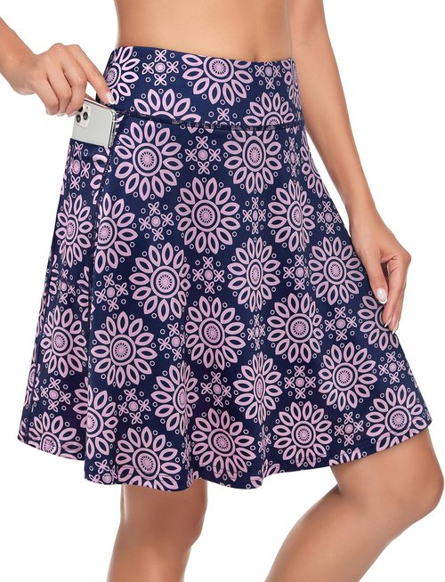 KORALHY Women's Knee-Length Skorts - Athletic Tennis & Golf Skirt with 4 Pockets | Stylish & Functional
