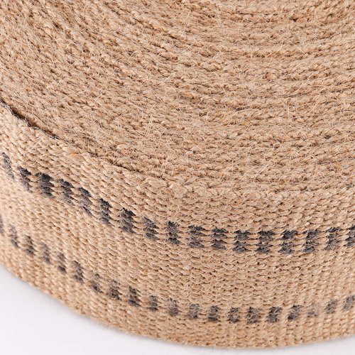ZOENHOU 3.5 Inch x 21.8 Yard Upholstery Jute Webbing, Thickened Jute Chair Webbing Furniture Webbing Natural with Black Stripes for Outdoor Indoor