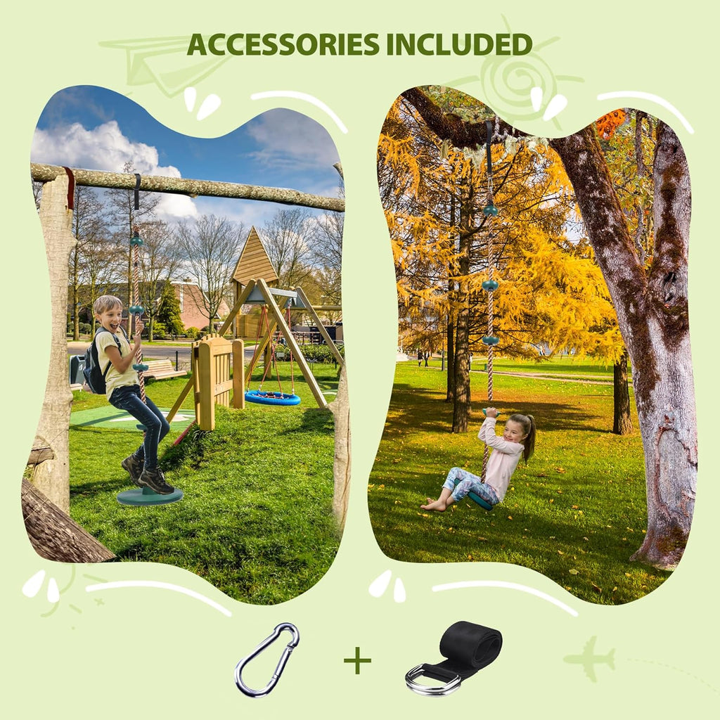 RedSwing Climbing Rope Swing - Heavy Duty Plastic Disc Seat for Kids & Adults | Green Color