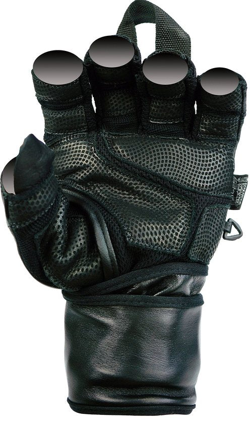 Epic Leather Gym Gloves with Built in 2" Wide Wrist Wraps Best Grip & Design for Weightlifting Power Lifting Bodybuilding & Strength Training Workout Exercises (Black, Small 7"- 7 1/2")