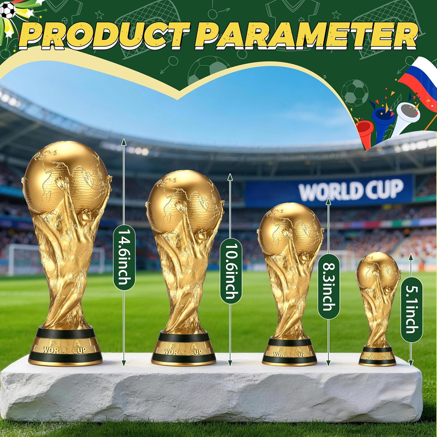 World Cup Trophy Replica 2026 - Mini PVC Souvenir & Decoration for Football Fans