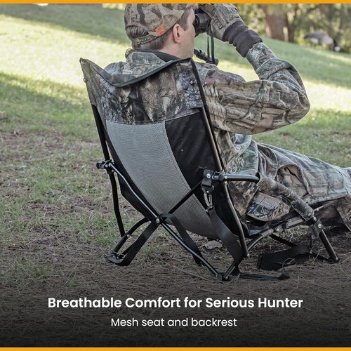Arrowhead Outdoor Portable Folding Turkey Hunting Blind Chair - Padded Armrest, Camouflage, Low Profile, 2-Pack