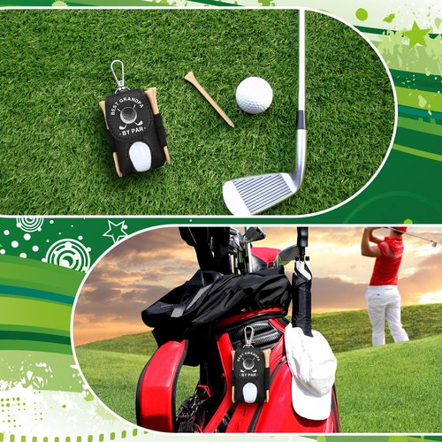 Realspring 8 Pcs Father's Day Golf Set Daddy Grandpa Golf Gifts, Ball Pouch Bag and 5 Pcs Wood Tees 2 Balls Christmas Birthday Gift for Men, Grandpa from Daughter Son(Best Grandpar by Par)