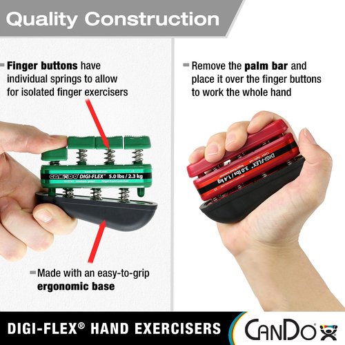 CanDo Digi-Flex Hand and Finger Exerciser Red Light- For Dexterity, Strength, and Flexibility for Fingers, Hands, and Forearms