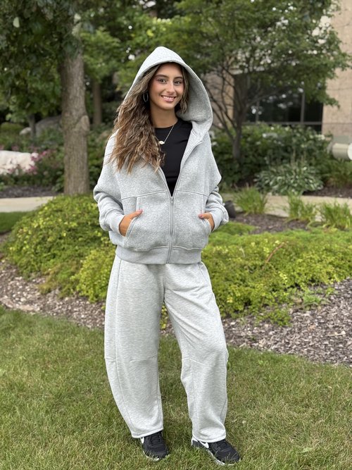 Lepunuo Barrel Sweatpants Women Casual Baggy Elastic Waisted Pants Wide Leg Gym Trousers with Pockets Black