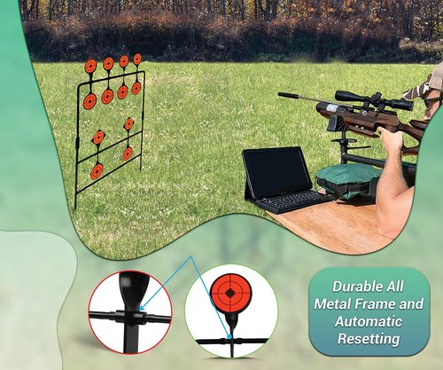 ARSUK Self Resetting Air Rifle Airgun Target for Precision Shooting Practice, Airsoft BB Guns Target Heavy-Duty Metal Frame to Withstand Repeated Shots, Suitable for calibers .177 & .22 Pellets