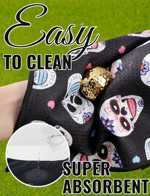 CybGene Sugar Skull Gifts Golf Towel, Sugar Skull Golf Gifts, 40 x 60cm Microfiber Golf Towel for Golf Bags for Birthday, Christmas