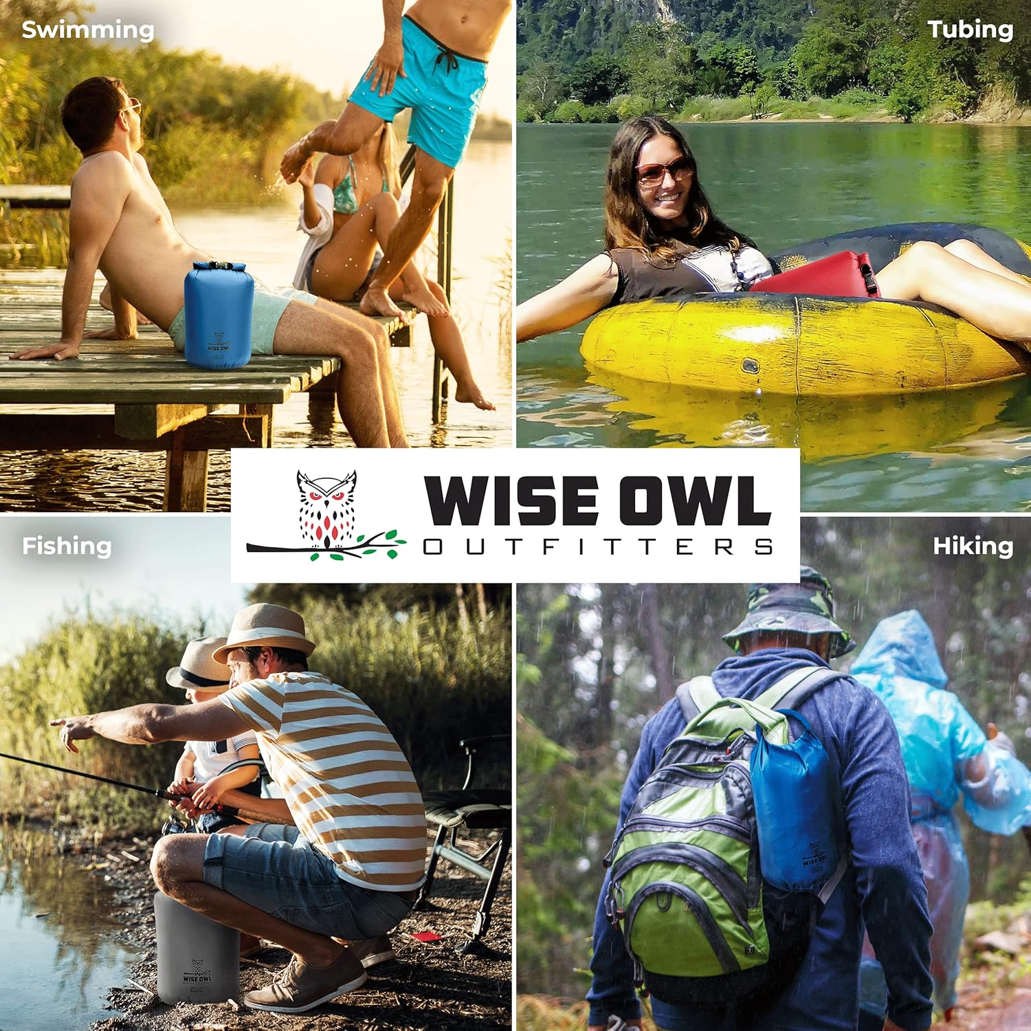 Wise Owl Outfitters Waterproof Dry Bag 3-Pack - Lightweight & Airtight 5L/10L/20L for Kayaking, Beach & Travel
