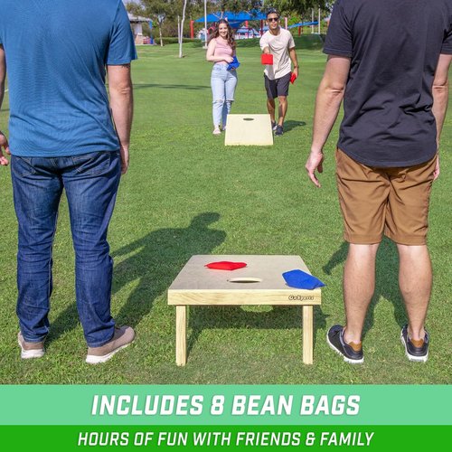 GoSports Solid Wood Cornhole Sets - Premium Game Boards with 8 Toss Bags | Choose 4x2 ft or 3x2 ft
