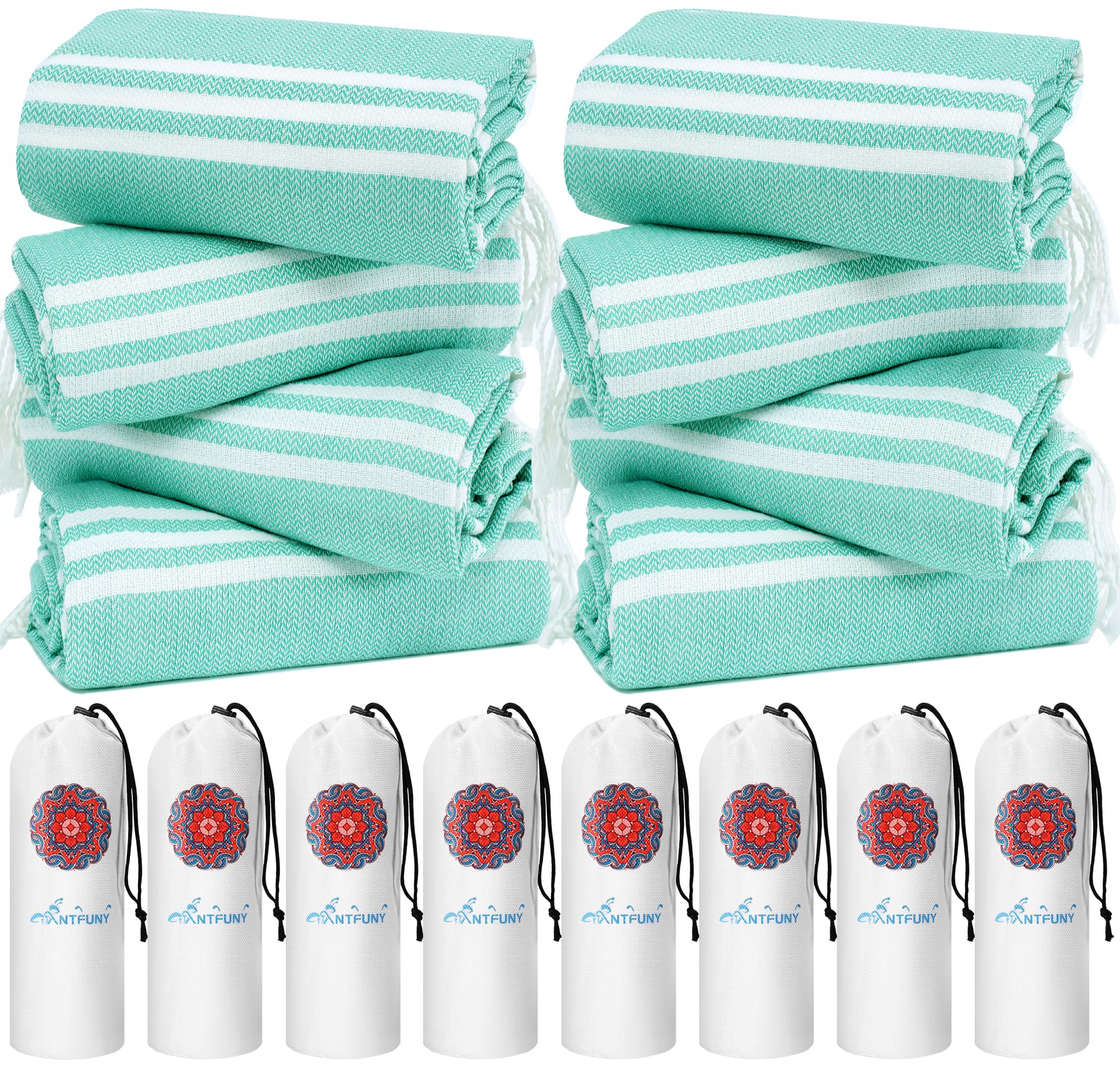 8 Pack Turkish Beach Towels Quick Dry Sand Free Oversized Bath Pool Swim Towel Extra Large XL Blanket Adult Travel Cruise Accessories Must Haves Clearance Stuff Necessities Vacation Essentials