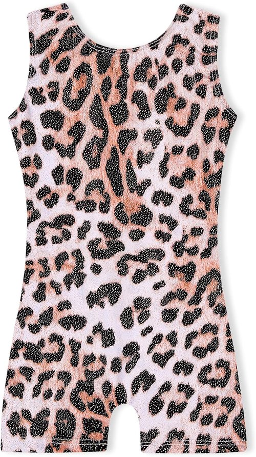 Domusgo Gymnastics Leotards for Girls Sparkly One-Piece Pro Kids Unitard Biketards with Shorts