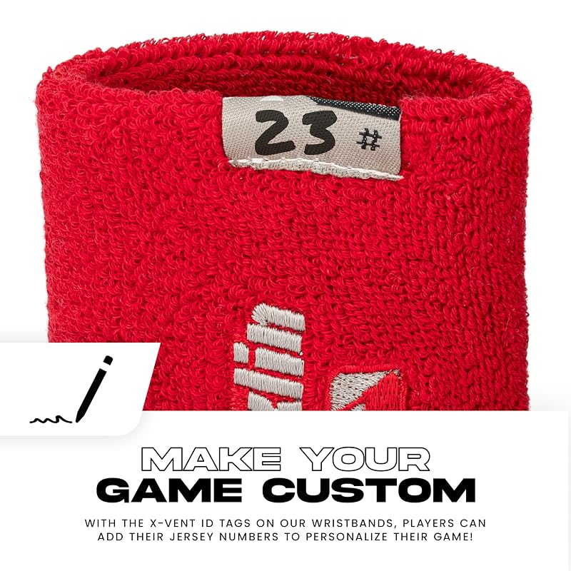 Baseball & Softball Wristbands, 4 Inch X-Vent Reversible, Red & Gray – Breathable, Durable (2-Pack)