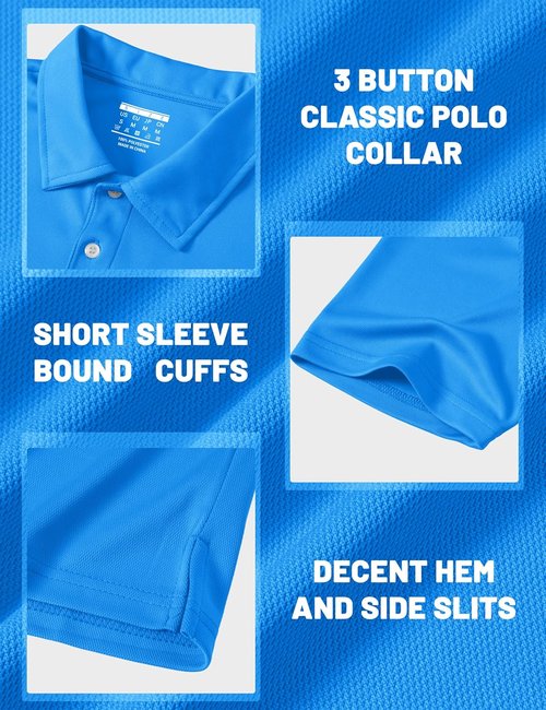 MAGCOMSEN Men's Polo Shirt - Quick Dry Short Sleeve Golf T-Shirt for Casual Work | Pique Jersey