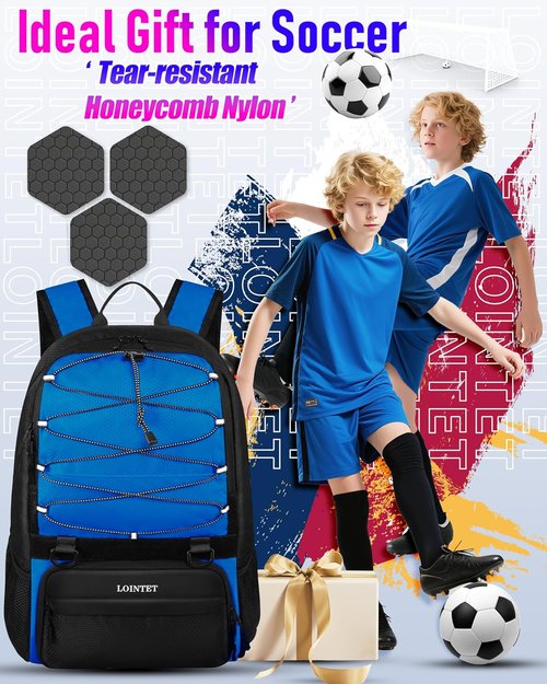 Lointet Youth Soccer Bag - Versatile Sports Backpack with Ball Compartment | Black