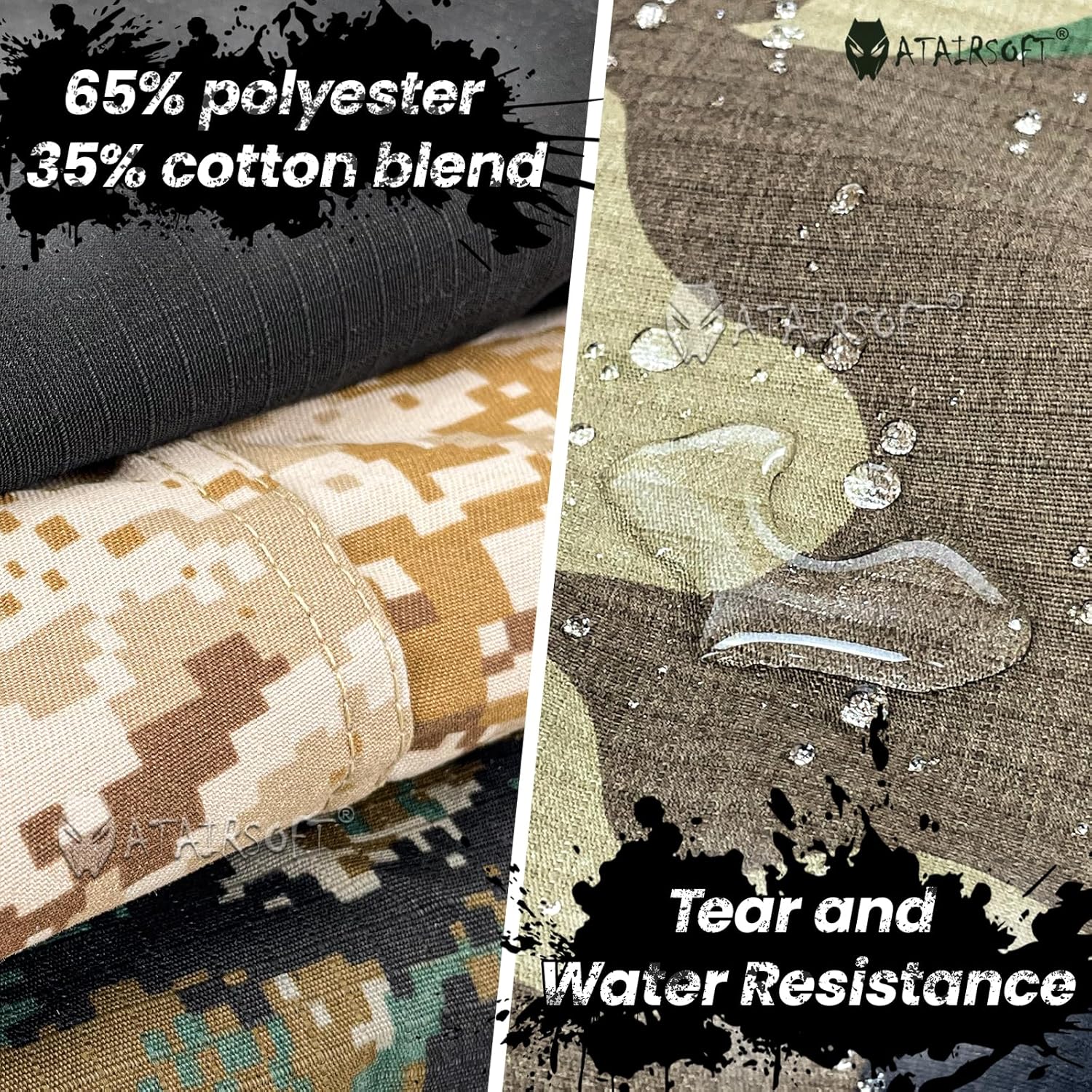 Skiennix Tactical Military Camo BDU Uniform Set - Ripstop Combat Shirt & Pants for Outdoor Activities