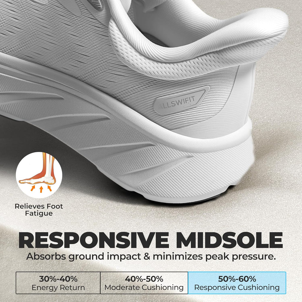 ALLSWIFIT Women's Slip-On Walking Shoes - Cushioned, Non-Slip & Breathable Sneakers for Gym & Running