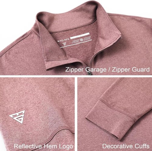 M MAELREG Quarter Zip Pullover - Men's Moisture-Wicking Performance Golf Sweatshirt | Heather Midlayer