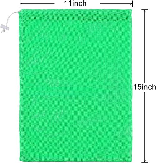 Frienda Mesh Stuff Sack Set - 6 Durable Nylon Drawstring Laundry Bags for Beach Toys & Travel | 11 x 15 Inch, Multicolor