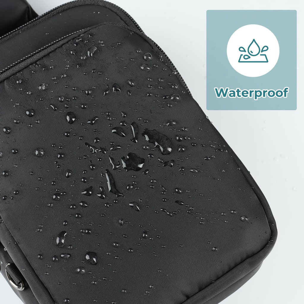 BROADREAM Sling Bag, Crossbody Bag with Anti-Theft Lock Zipper, RFID Blocking & Water Resistant for Travel Work Sport (Black)