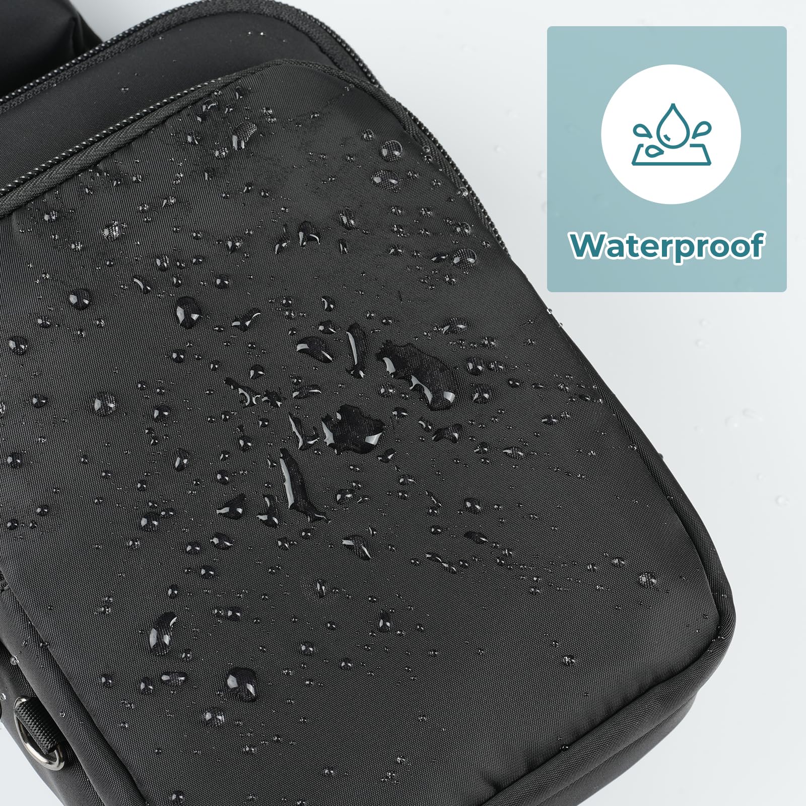 BROADREAM Sling Bag, Crossbody Bag with Anti-Theft Lock Zipper, RFID Blocking & Water Resistant for Travel Work Sport (Black)