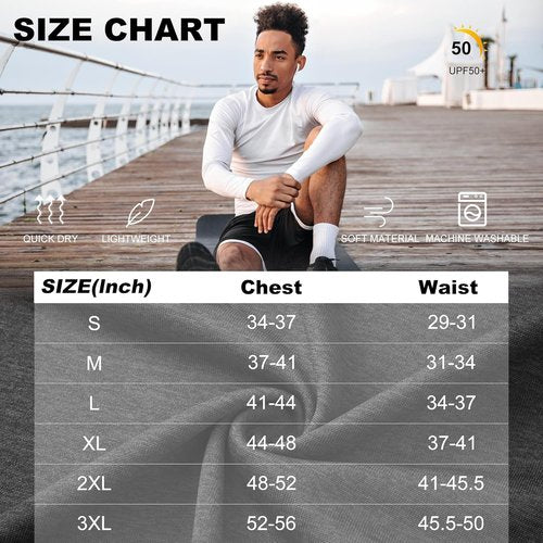 MLYENX Long Sleeve Men's Workout Shirts - UPF 50+ UV Protection, Quick-Dry, Moisture-Wicking | 7 Pack