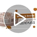 Trendables 40 Count Disposable Plastic Plates Set for 40 Guests - White & Brown Pomegranate Design, 8 & 10 Inch