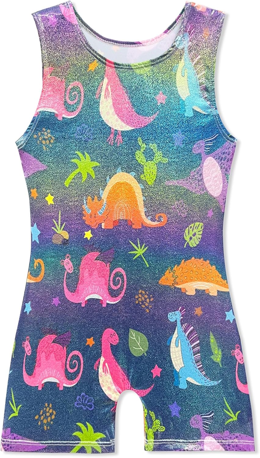 Skiennix Gymnastics Leotard for Girls - Shiny Toddler Biketard Unitard for Tumbling Fun