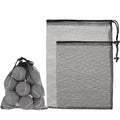 Thinp 2 Pcs Golf Ball Mesh Bag With Drawstring - Nylon Bag for Pool Toys, Tennis Balls (2 Sizes, Black)