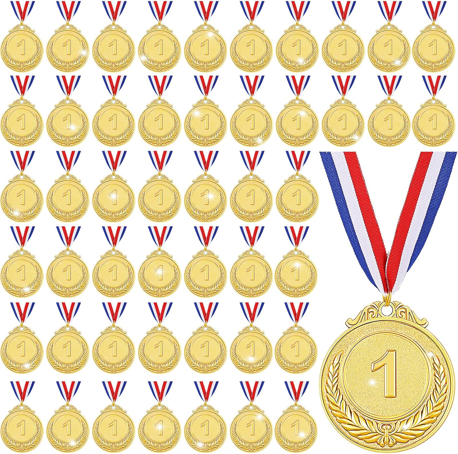 Yinkin Gold Award Medals - 1st Place Medals for Kids | Ribbon Included for Sports Competitions