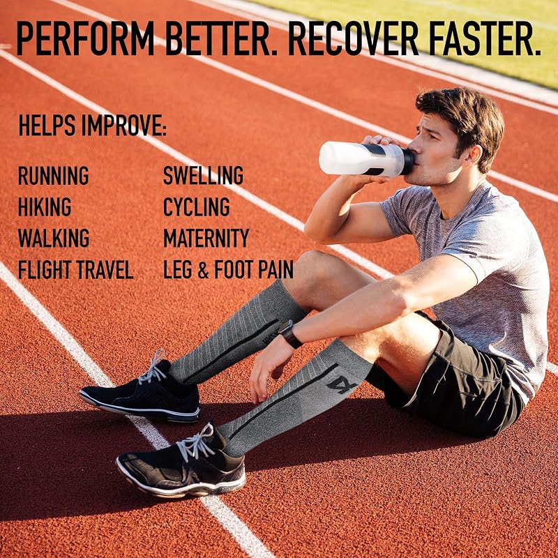 Zensah Featherweight Compression Socks for Women & Men Heather Grey - Medium