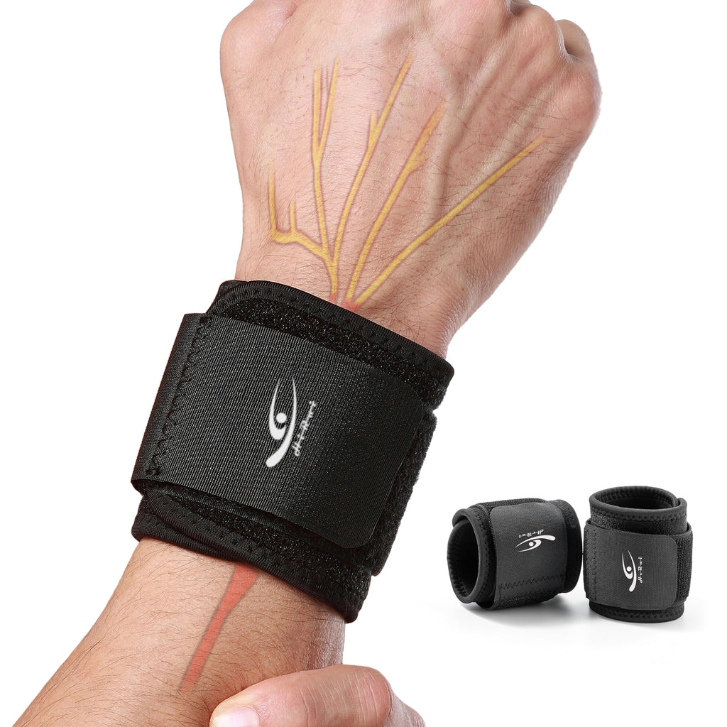 HiRui Wrist Compression Strap Wrist Brace Wrist Wraps for Fitness, Weight Lifting, Tendonitis, Carpal Tunnel Arthritis, Pain Relief, Great Support for Men Women, Adjustable (2 PCS)