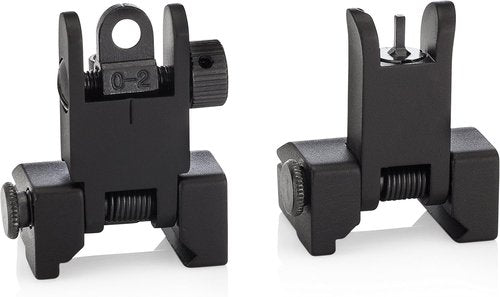 Chaos Ready Flip Up Iron Sights - Spring Loaded Low Profile Backup Sights for Picatinny Rails | Co-Witness Front & Rear Set
