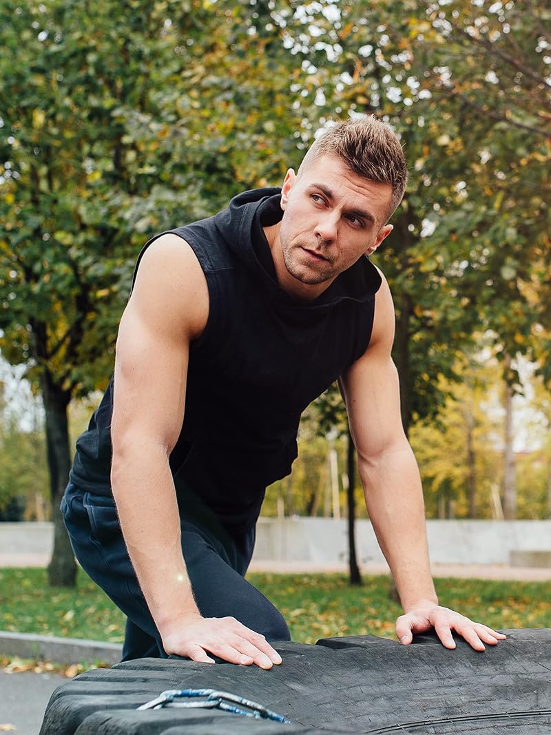 3 Pack Men's Quick Dry Mesh Tank Tops – Sleeveless Hooded Sports Shirts, Black White Blue 4X-Large (Variation)
