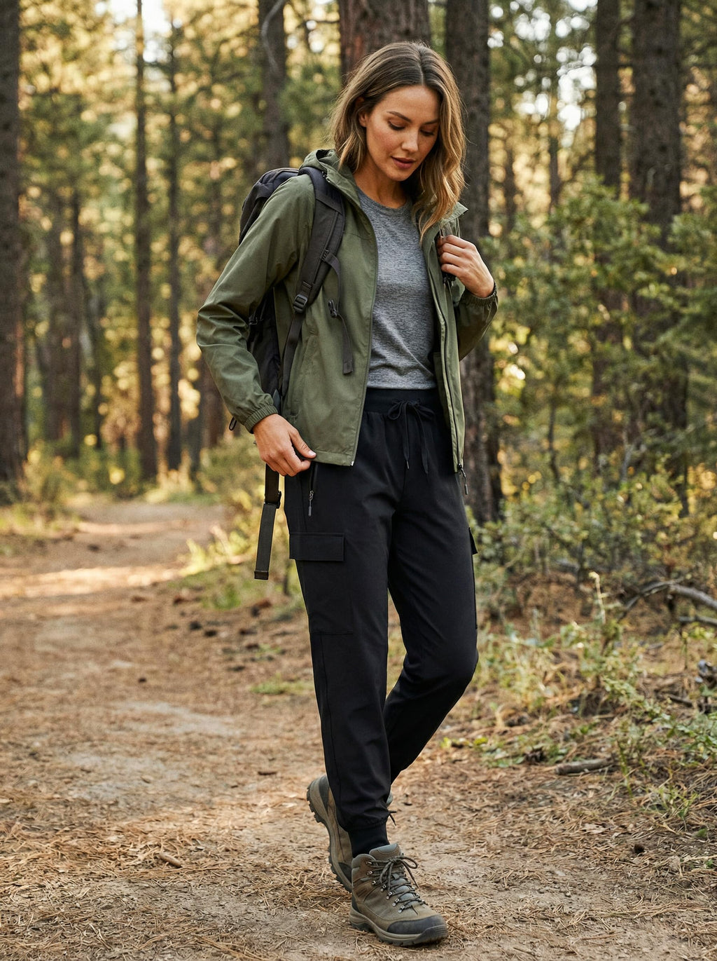 Libin Women's Cargo Joggers Lightweight Quick Dry Hiking Pants Athletic Lounge Casual Travel Petite, Black S