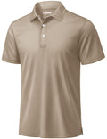TACVASEN Mens Golf Shirt Dry Fit Mens Polo Shirts Short Sleeve Performance Golf Polos for Men with Collar Work Shirts Khaki, XL