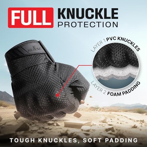 NoCry Tactical Gloves - Flexible Knuckle Guards & Reinforced Palms - Durable Combat Gear for Men