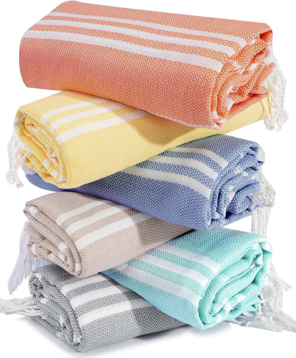 Skiennix Oversized Turkish Beach Towel Set - 6 Pack Extra Large Quick Dry Sand-Free Essentials