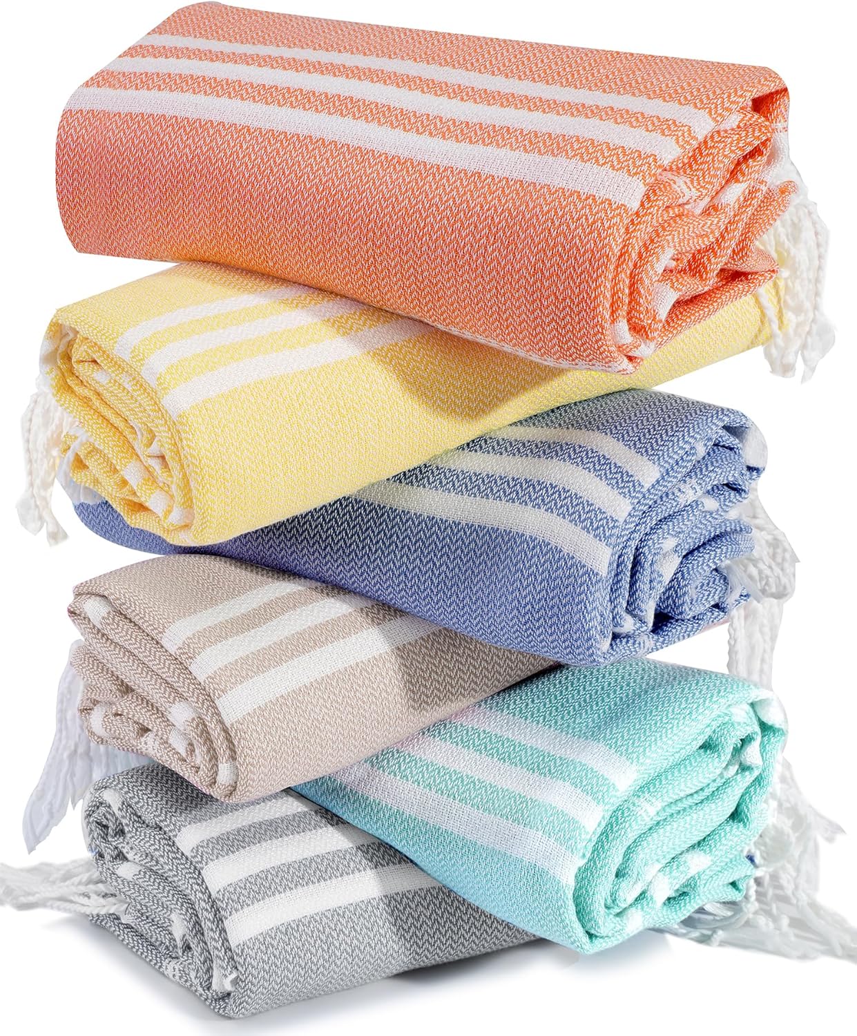 Skiennix Oversized Turkish Beach Towel Set - 6 Pack Extra Large Quick Dry Sand-Free Essentials