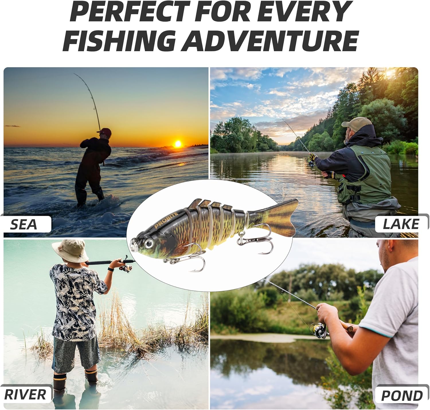 Skiennix 5PCS Lifelike Fishing Lures - Multi-Jointed Swimbait for Bass & Trout | Realistic Action with 3D Eyes