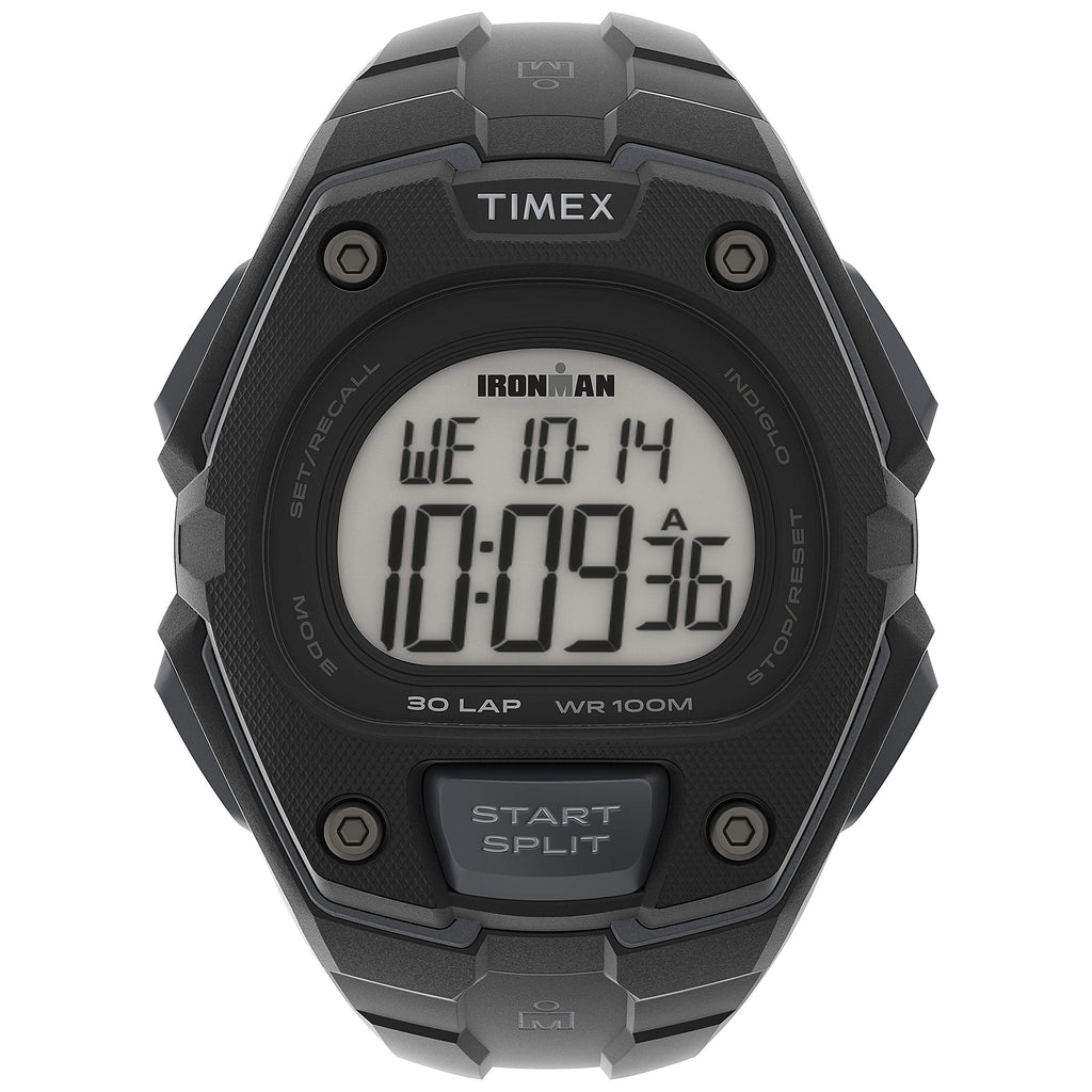 Timex Men's Ironman Triathlon Classic 30 Oversized 45mm Watch – Black Case & Top Ring with Black Resin Strap