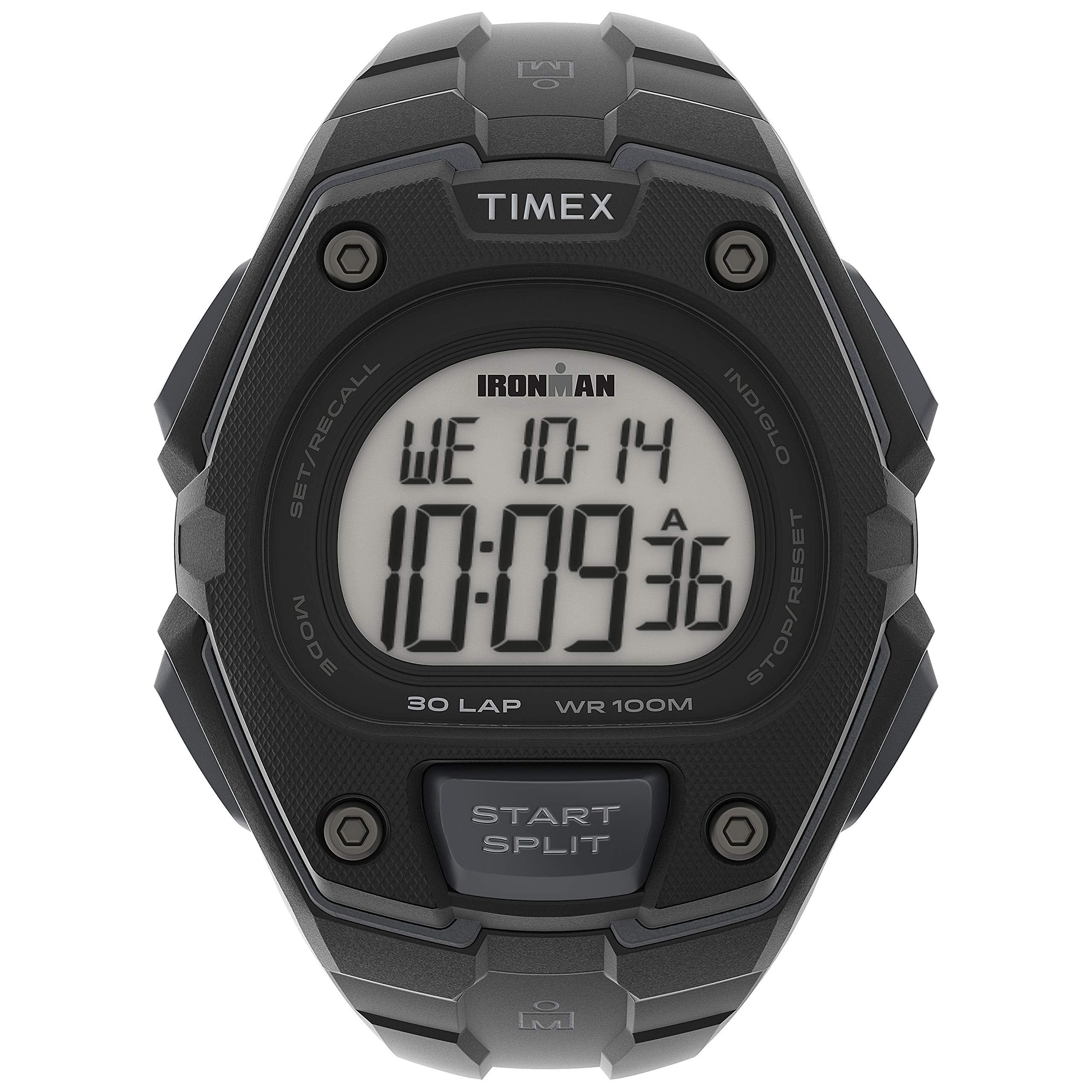 Timex Men's Ironman Triathlon Classic 30 Oversized 45mm Watch – Black Case & Top Ring with Black Resin Strap